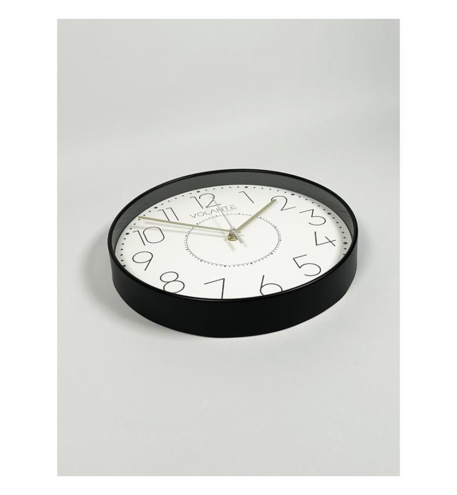 Decorative Wall Clock, Black, Gold, 100% PLASTIC
