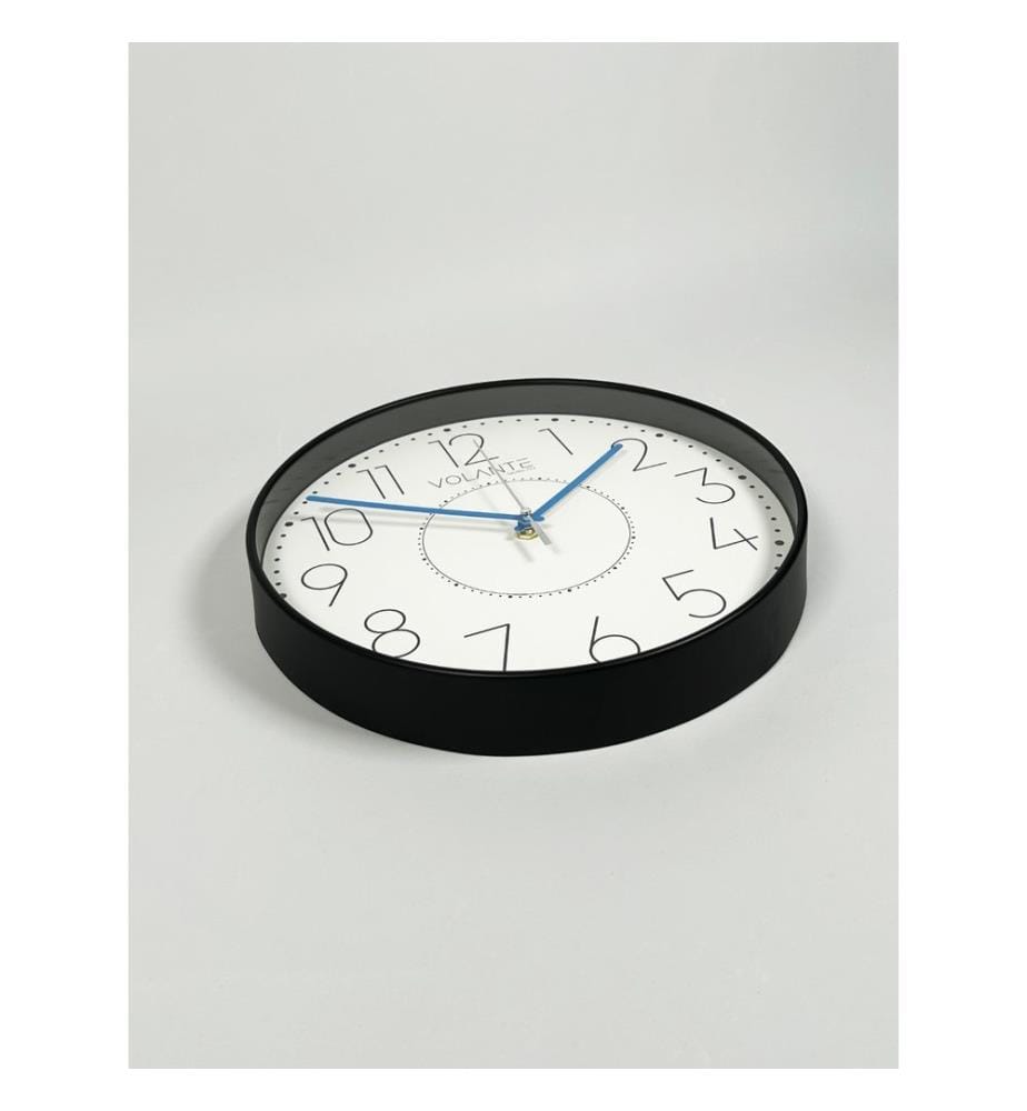 Decorative Wall Clock, Black, Blue, 100% PLASTIC