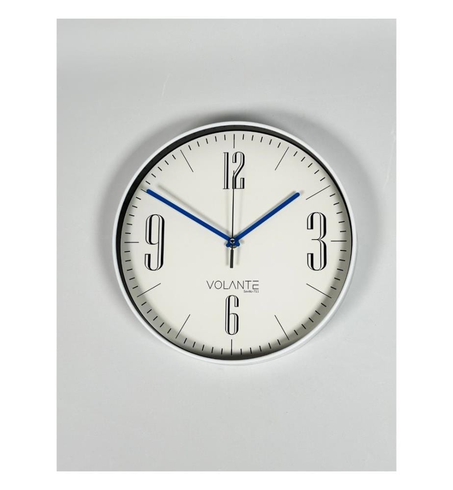 Decorative Wall Clock, White, Blue, 100% PLASTIC