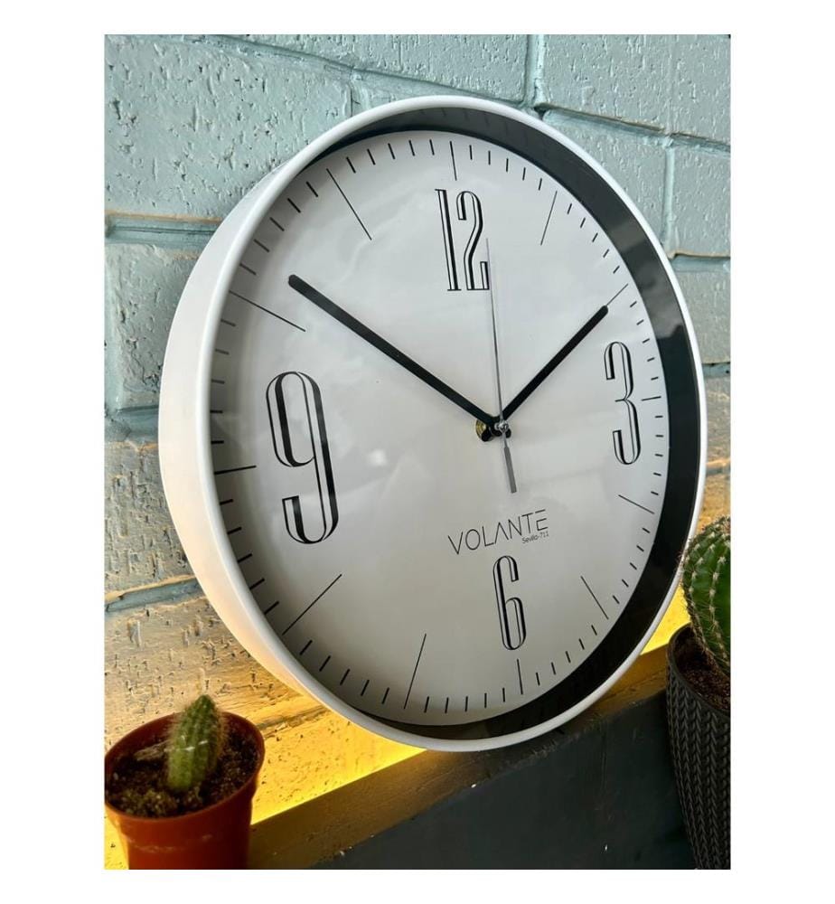 Decorative Wall Clock, White, Black, 100% PLASTIC