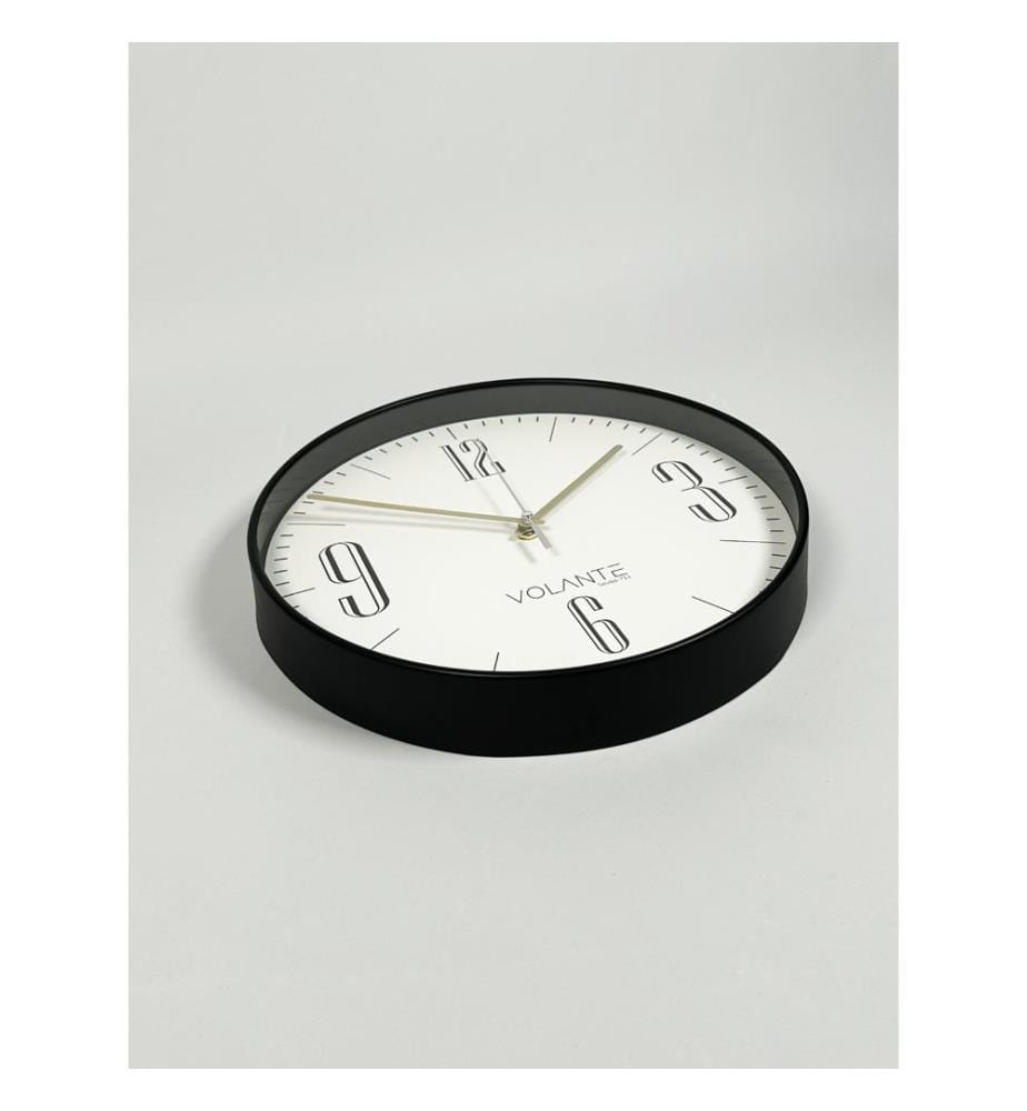 Decorative Wall Clock, Black, Gold, 100% PLASTIC