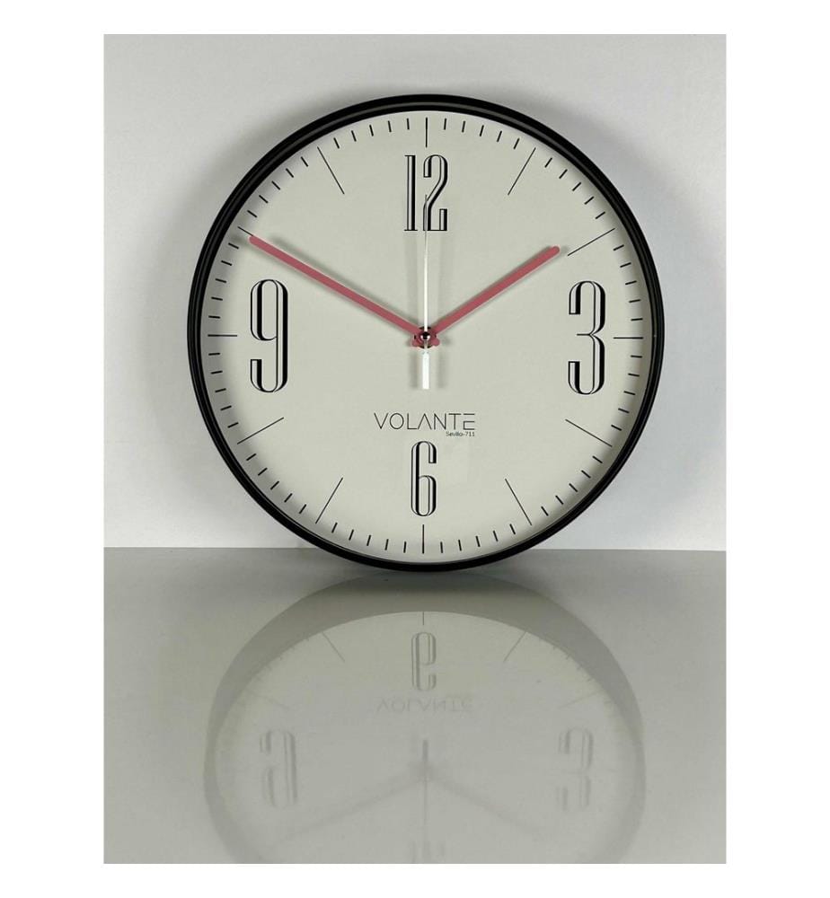 Decorative Wall Clock, Black, Pink, 100% PLASTIC