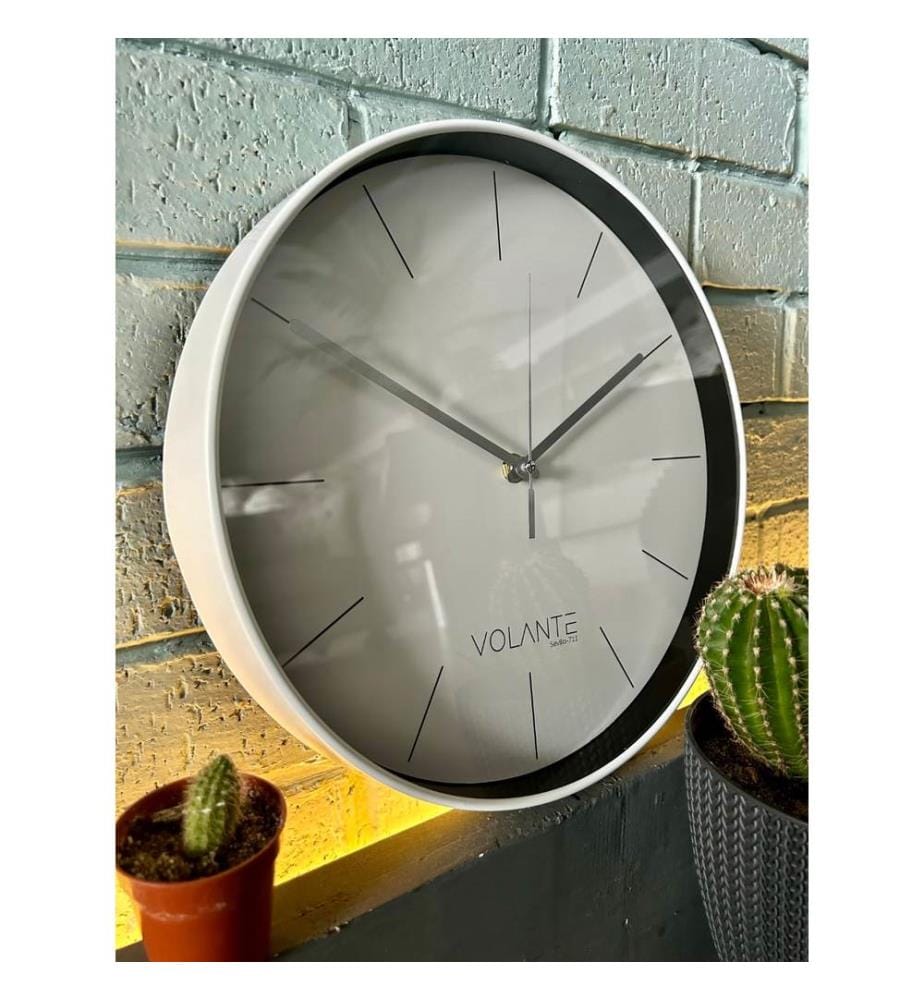 Decorative Wall Clock, White, Silver, 100% PLASTIC