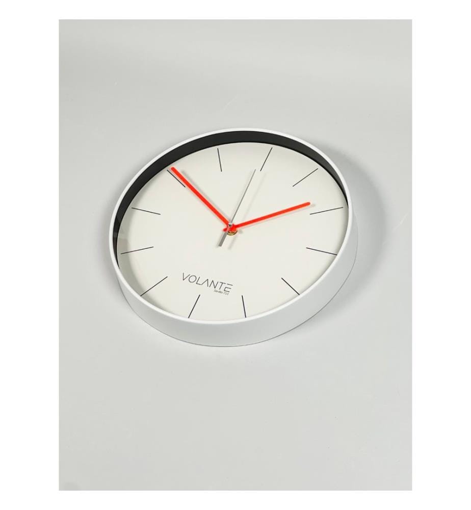 Decorative Wall Clock, White, Red, 100% PLASTIC
