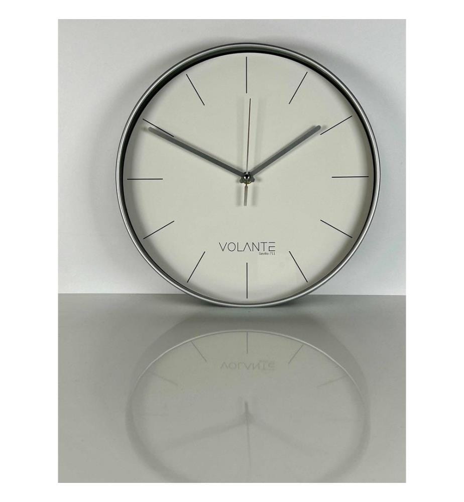 Decorative Wall Clock, Silver, 100% PLASTIC