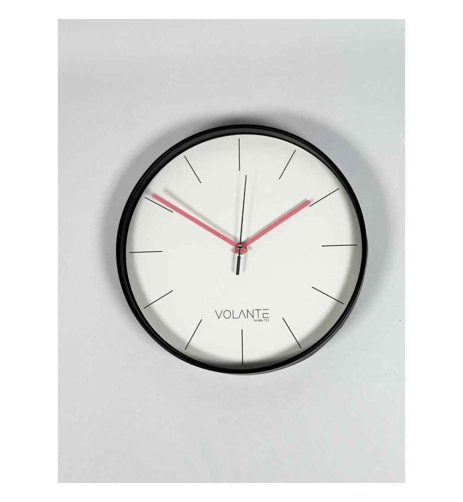 Decorative Wall Clock, Black, Pink, 100% PLASTIC