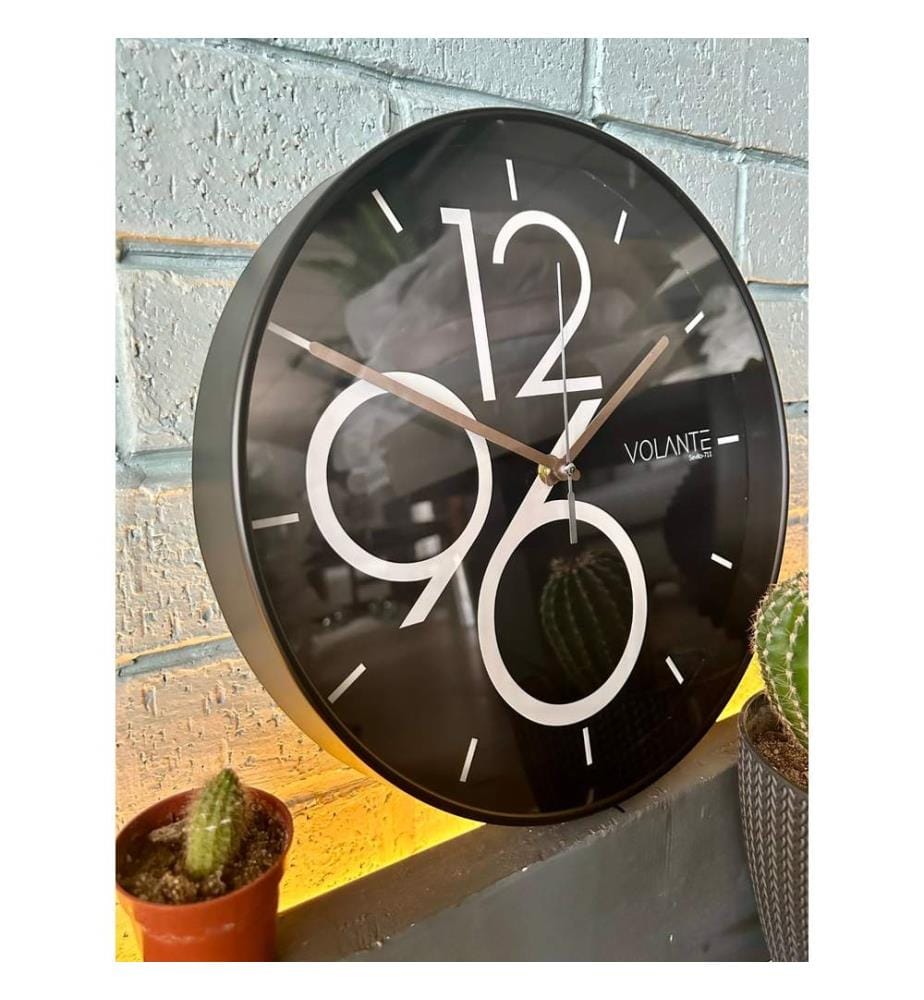 Decorative Wall Clock, Black, Bronze, 100% PLASTIC