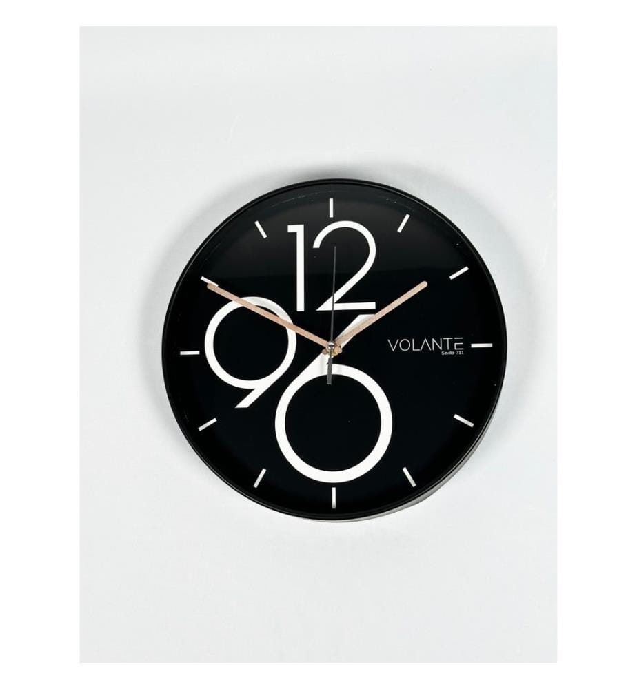 Decorative Wall Clock, Black, Bronze, 100% PLASTIC