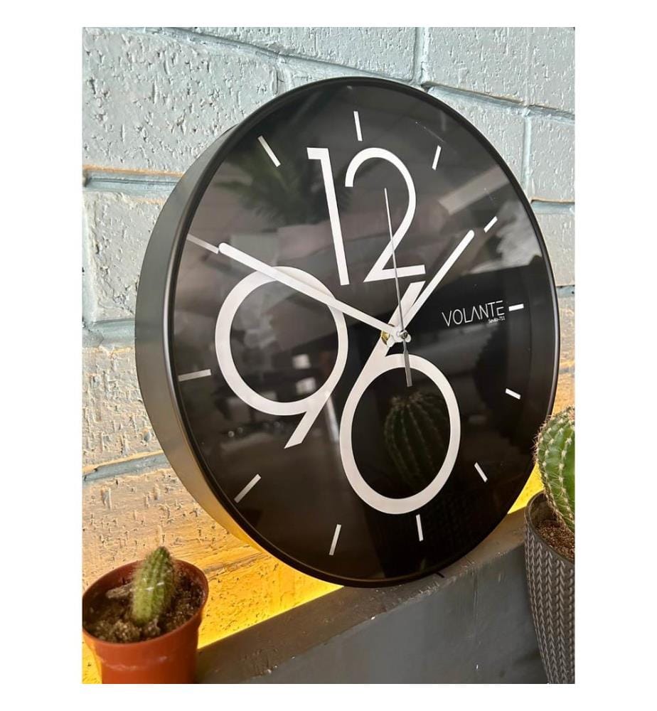 Decorative Wall Clock, Black, White, 100% PLASTIC