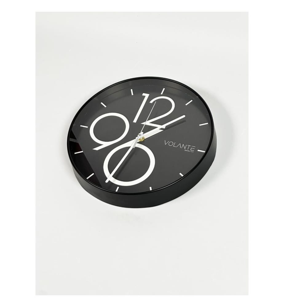 Decorative Wall Clock, Black, White, 100% PLASTIC