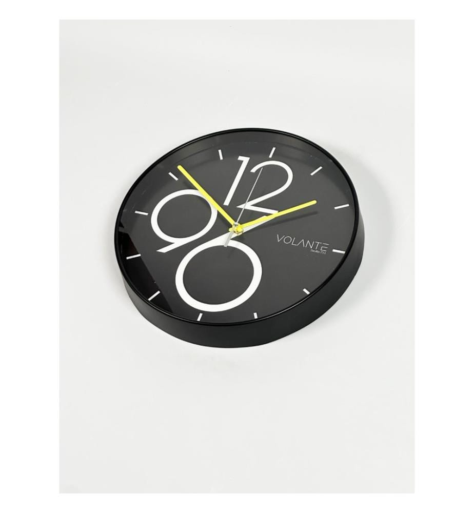 Decorative Wall Clock, Black, Gold, 100% PLASTIC