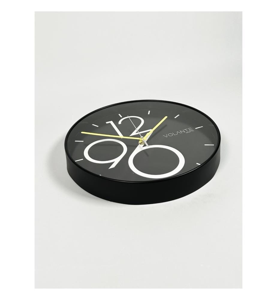 Decorative Wall Clock, Black, Gold, 100% PLASTIC