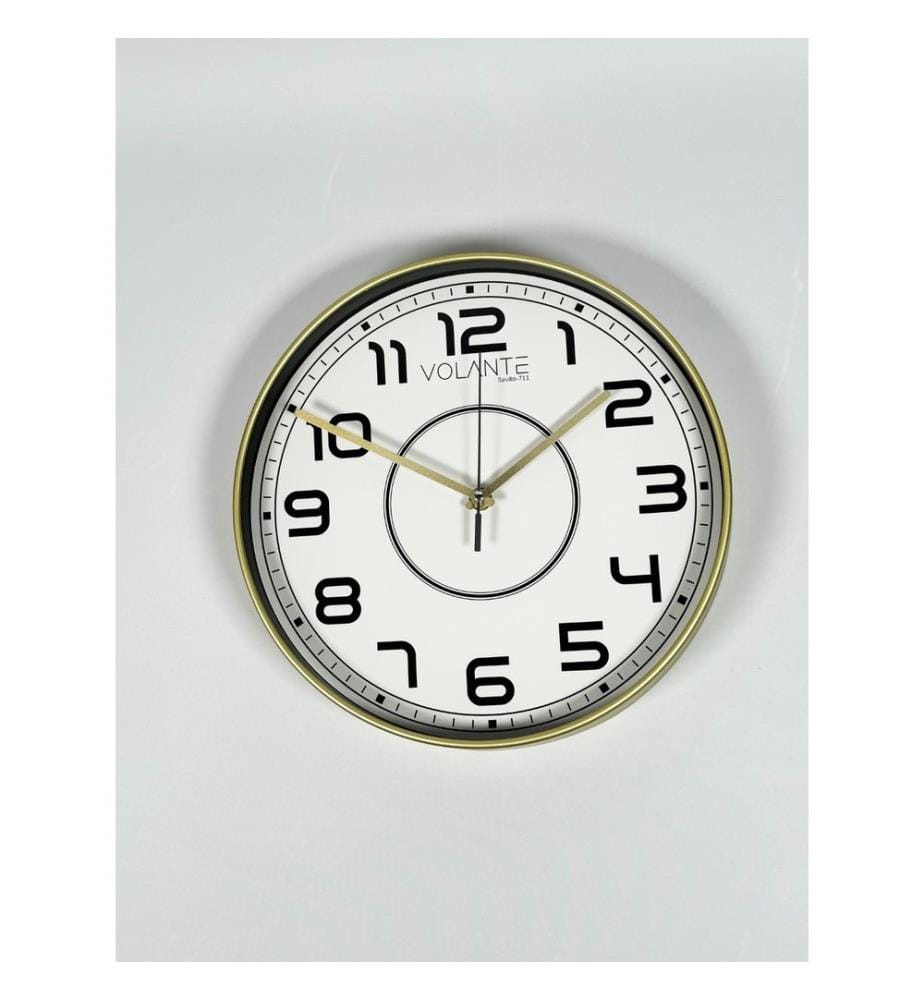 Decorative Wall Clock, Gold, 100% PLASTIC