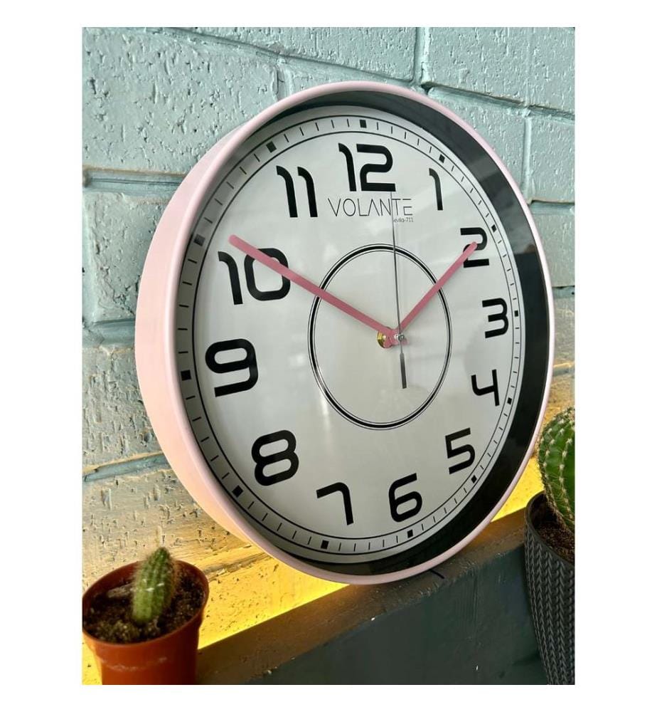 Decorative Wall Clock, Pink, 100% PLASTIC