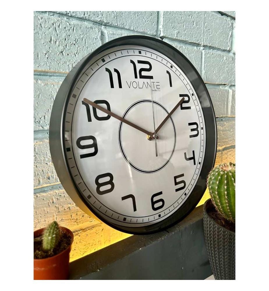 Decorative Wall Clock, Black, Bronze, 100% PLASTIC