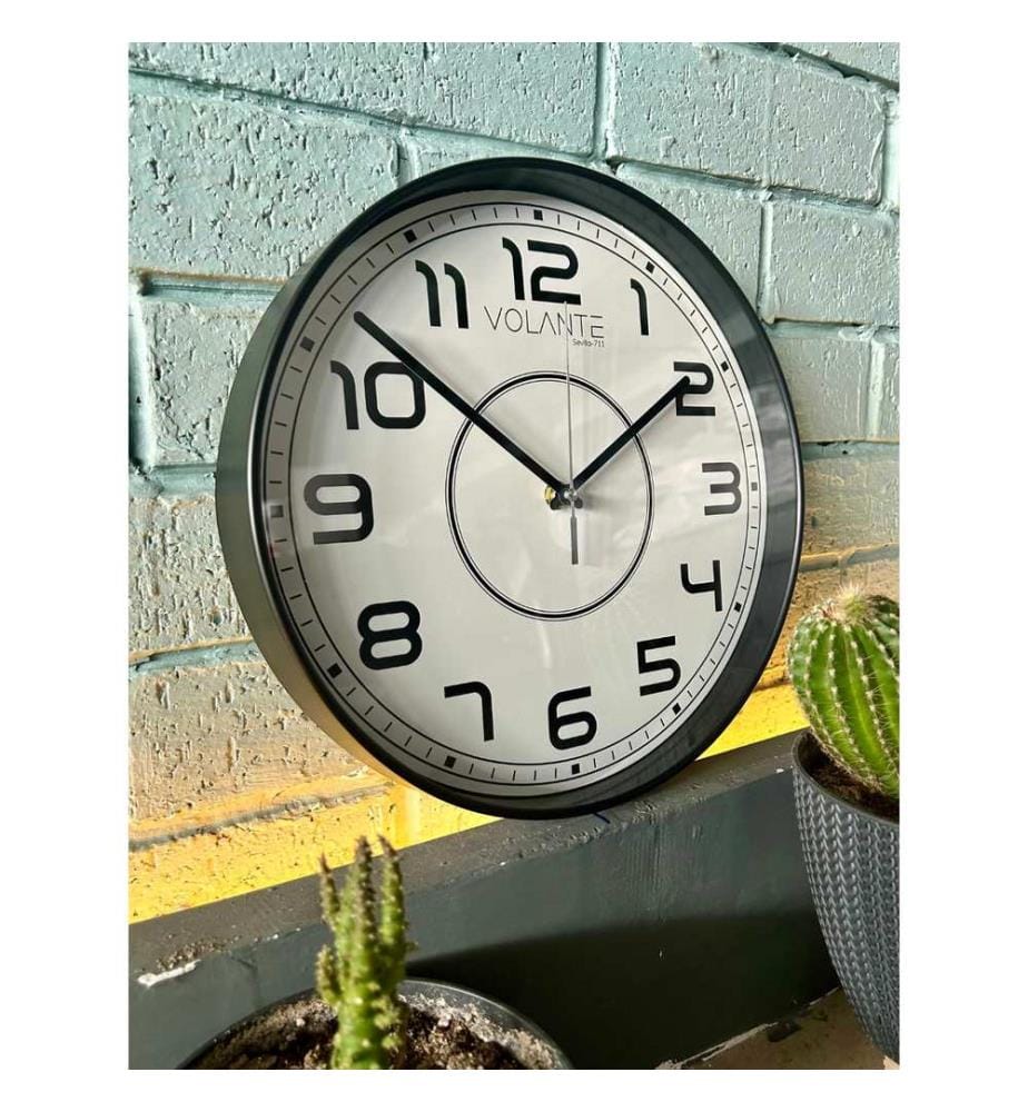 Decorative Wall Clock, Black, 100% PLASTIC