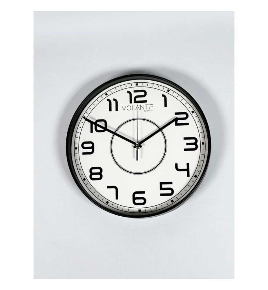 Decorative Wall Clock, Black, 100% PLASTIC