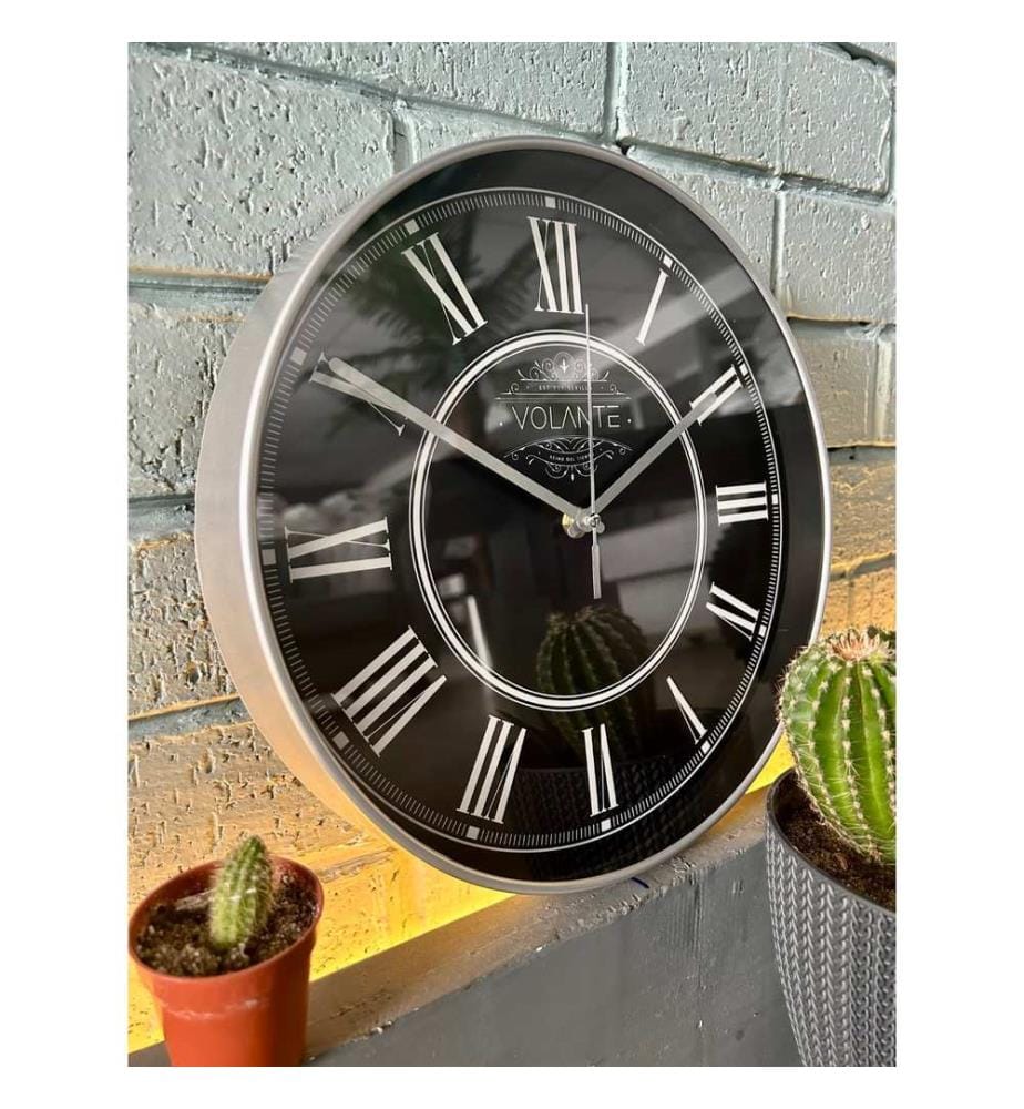 Decorative Wall Clock, Silver, 100% PLASTIC