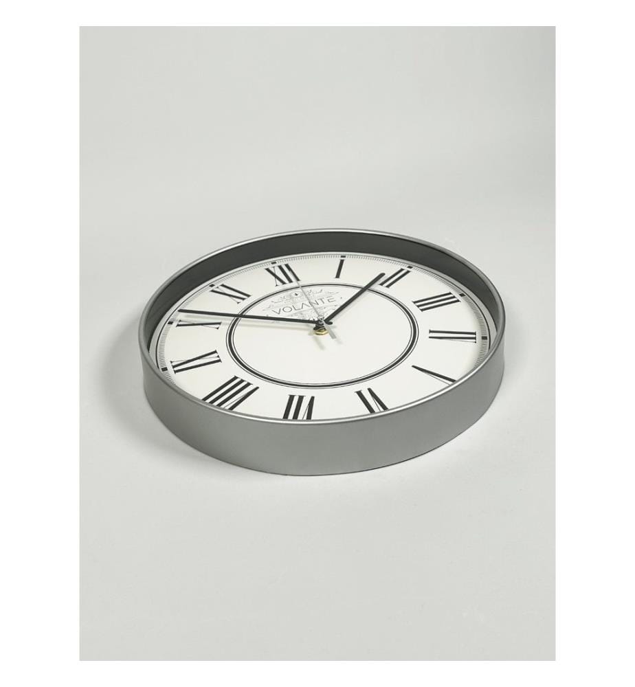 Decorative Wall Clock, Silver, Black, 100% PLASTIC