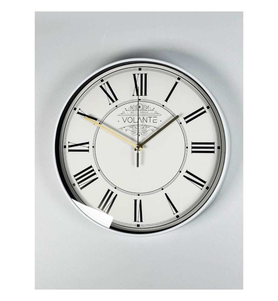 Decorative Wall Clock, White, Gold, 100% PLASTIC