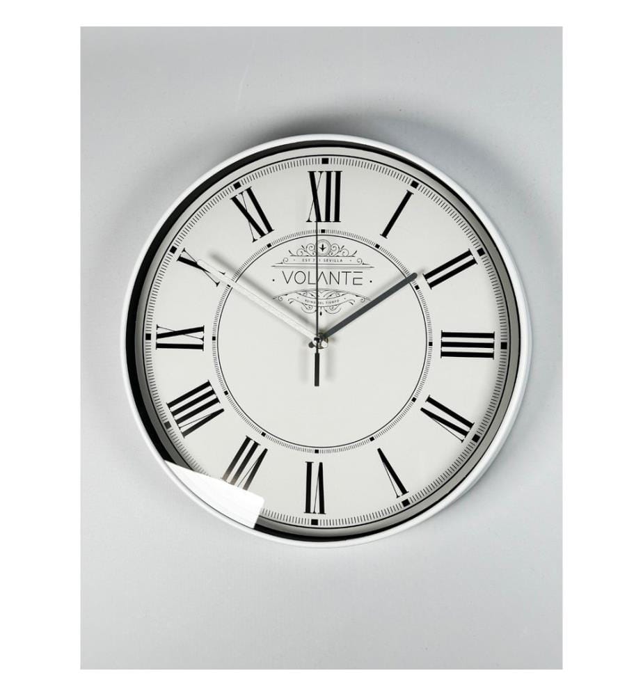 Decorative Wall Clock, White, Silver, 100% PLASTIC