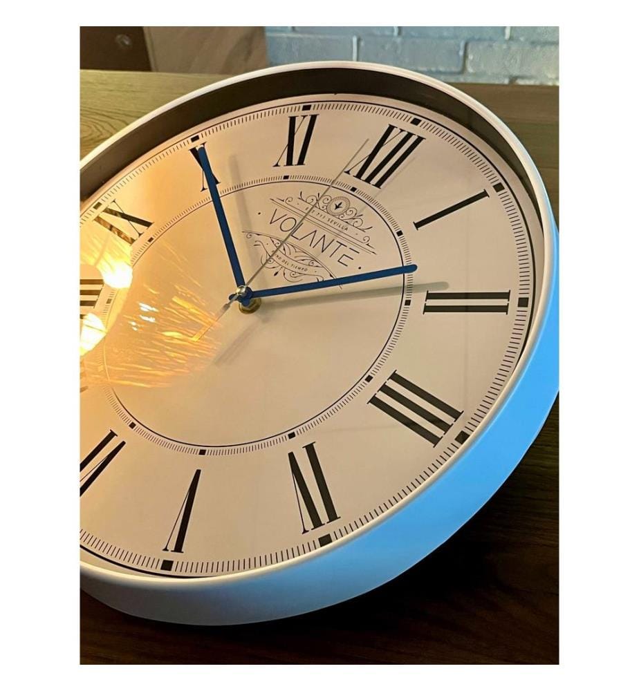 Decorative Wall Clock, White, Blue, 100% PLASTIC