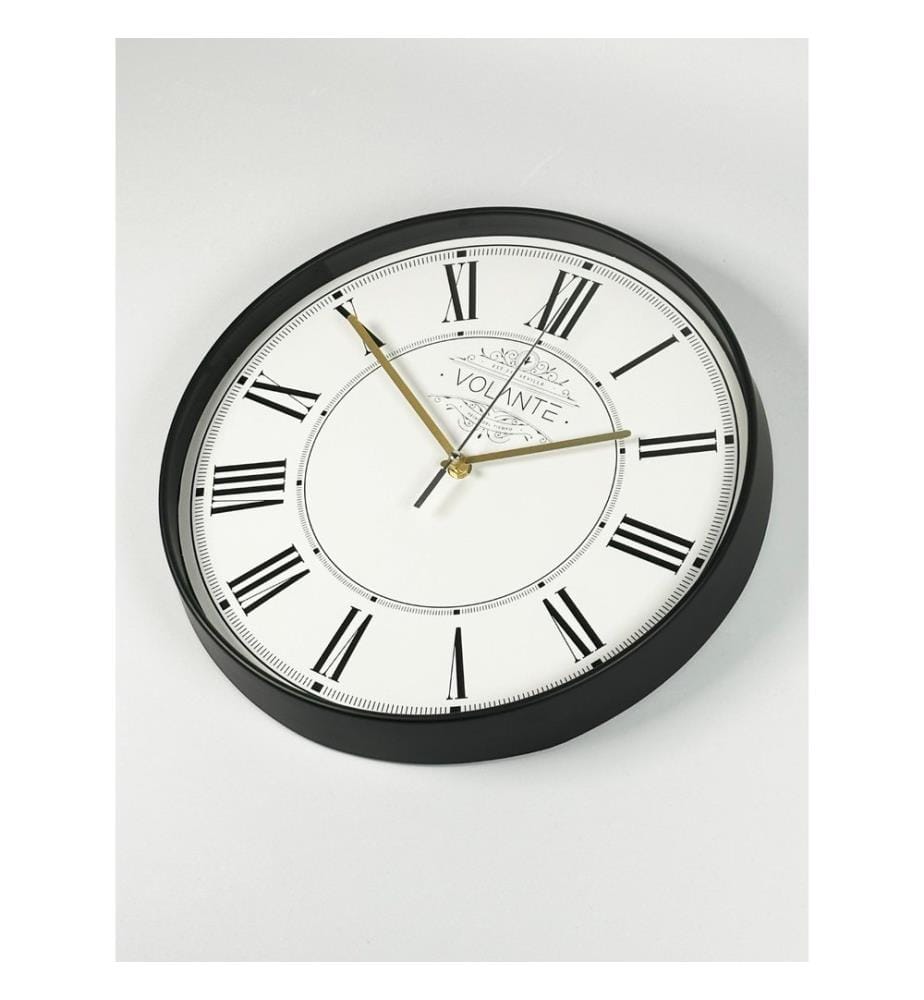 Decorative Wall Clock, Black, Gold, 100% PLASTIC