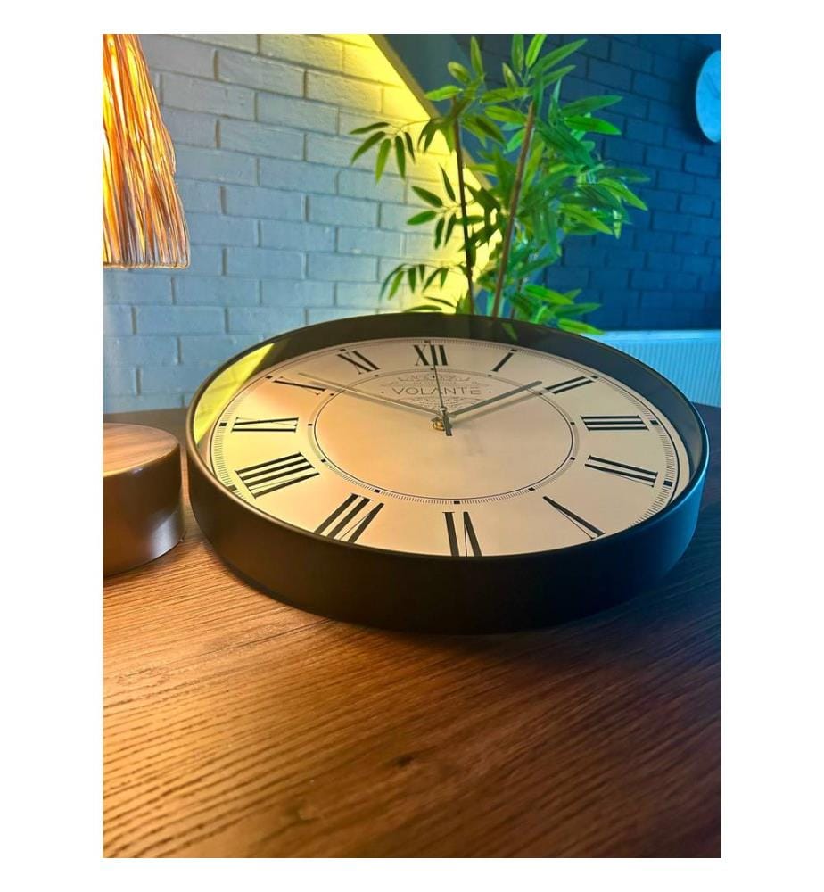 Decorative Wall Clock, Black, Silver, 100% PLASTIC