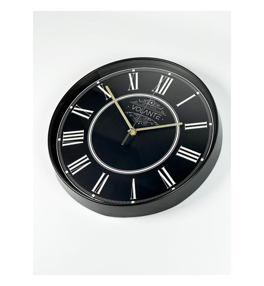 Decorative Wall Clock, Black, Gold, 100% PLASTIC