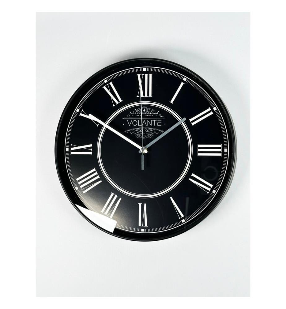 Decorative Wall Clock, Black, Silver, 100% PLASTIC