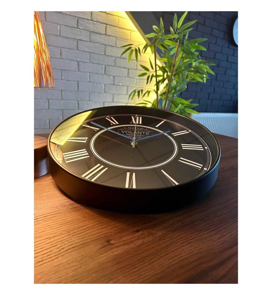 Decorative Wall Clock, Black, 100% PLASTIC