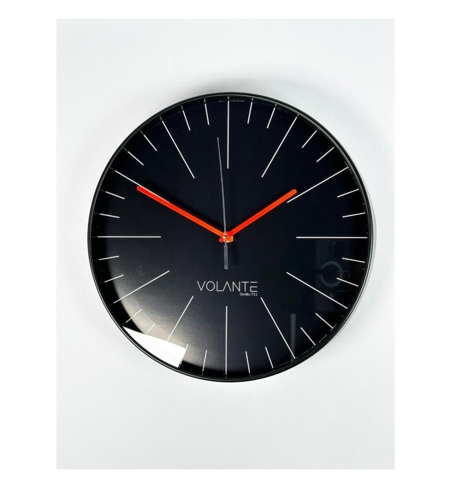 Decorative Wall Clock, Black, Red, 100% PLASTIC