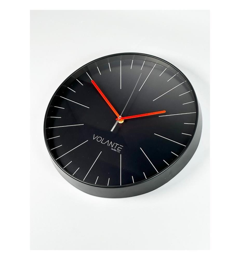 Decorative Wall Clock, Black, Red, 100% PLASTIC
