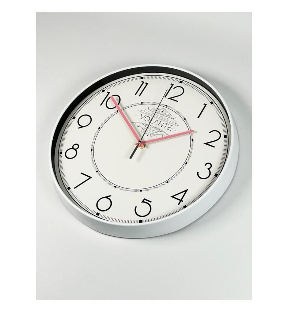 Decorative Wall Clock, White, Pink, 100% PLASTIC