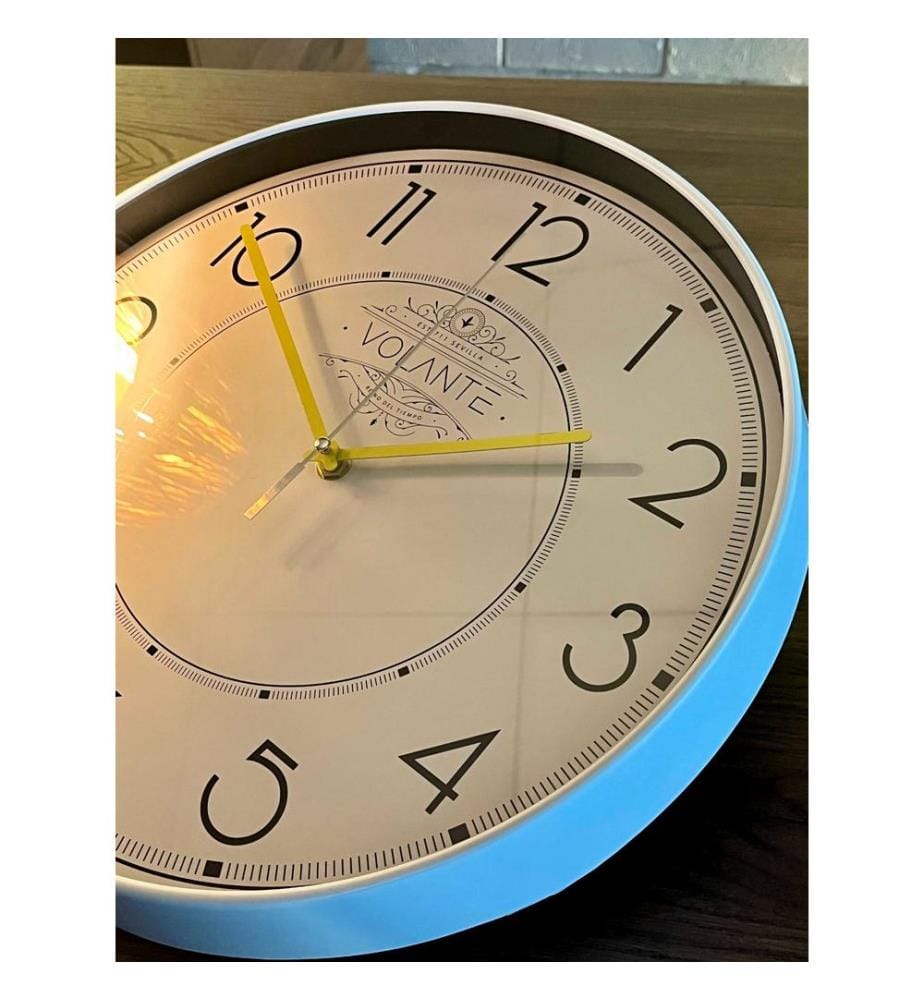 Decorative Wall Clock, White, Yellow, 100% PLASTIC