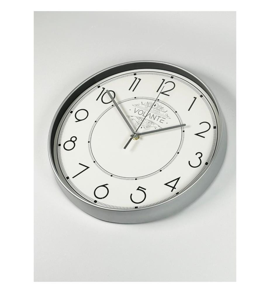 Decorative Wall Clock, Silver, 100% PLASTIC
