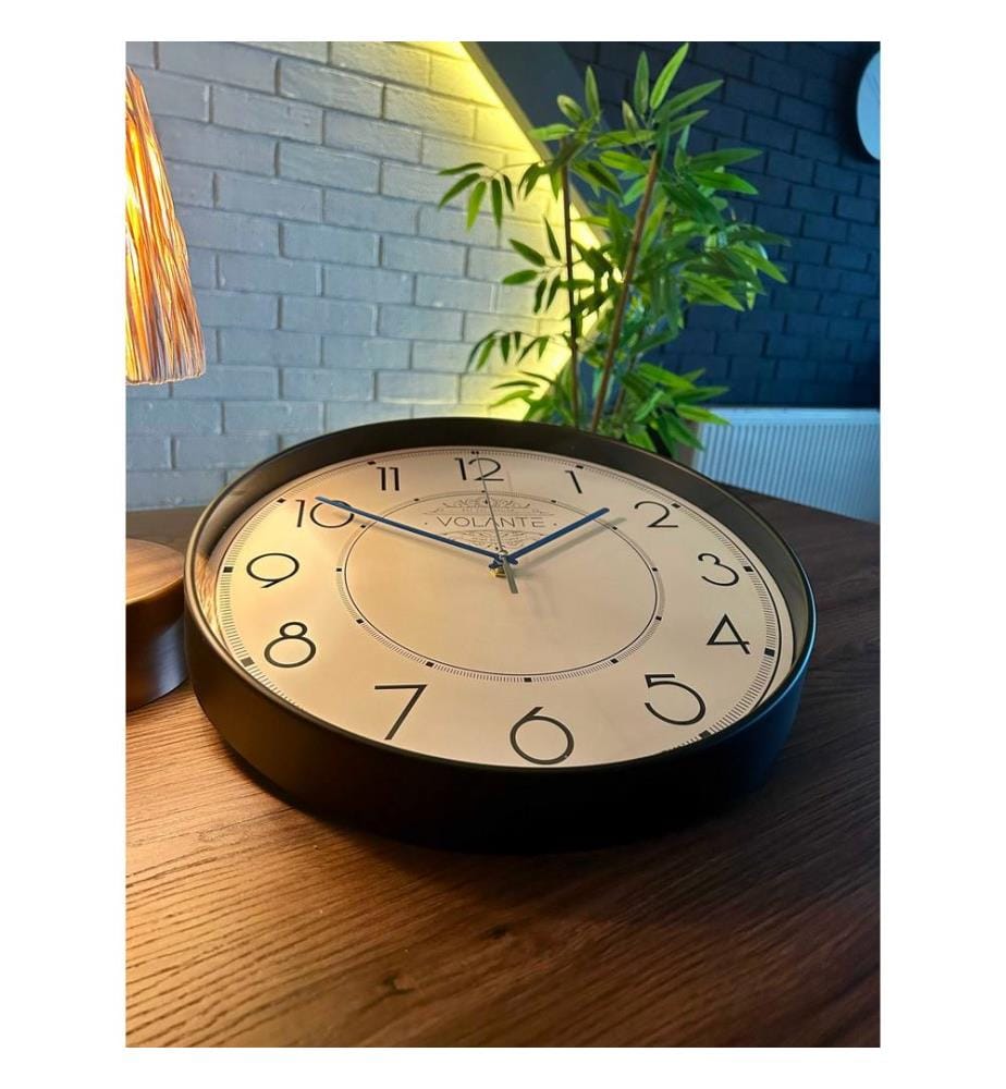 Decorative Wall Clock, Black, Blue, 100% PLASTIC