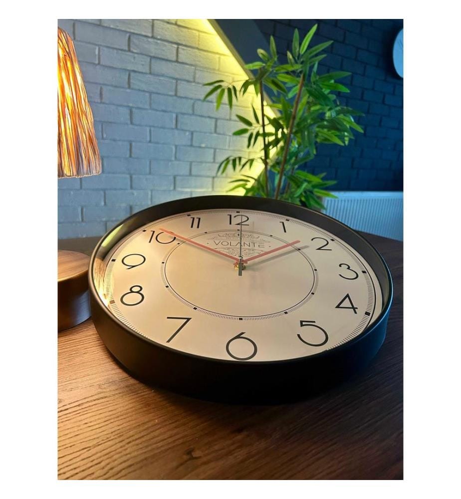 Decorative Wall Clock, Black, Pink, 100% PLASTIC