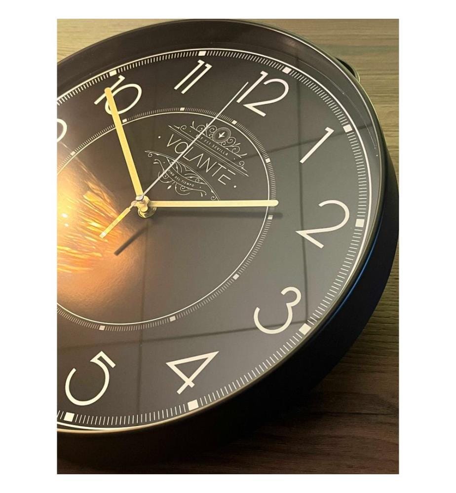 Decorative Wall Clock, Black, Gold, 100% PLASTIC