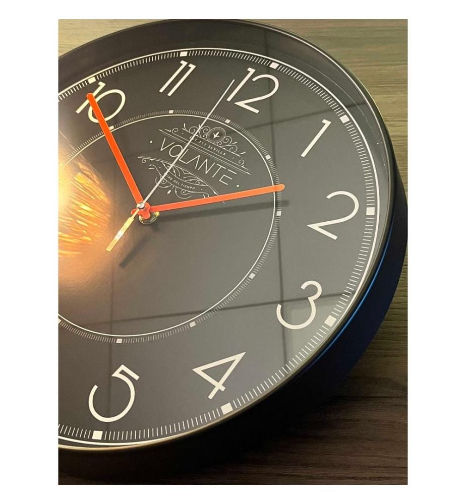 Decorative Wall Clock, Black, Red, 100% PLASTIC