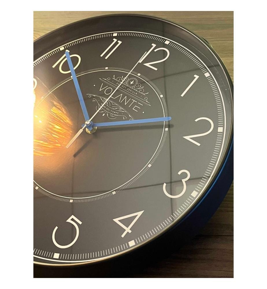 Decorative Wall Clock, Black, Blue, 100% PLASTIC
