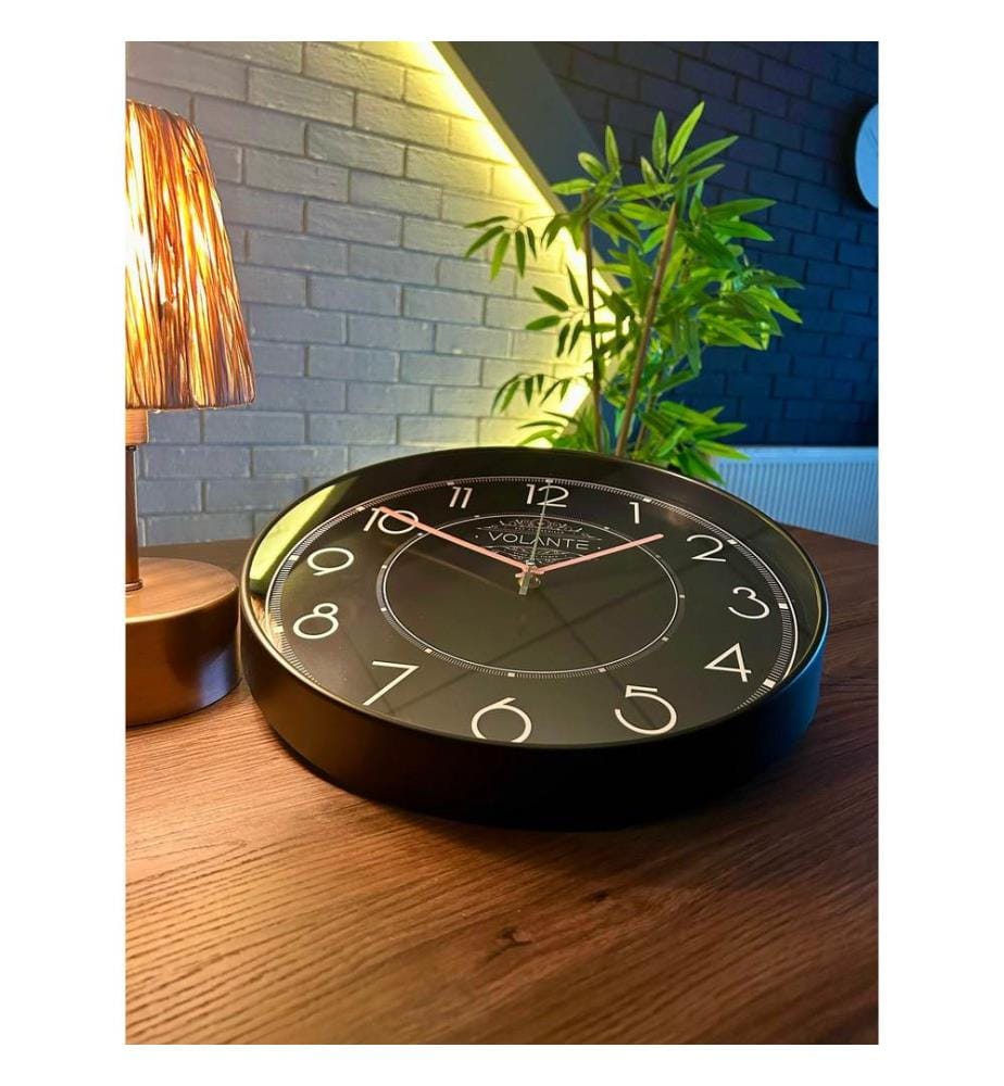 Decorative Wall Clock, Black, Pink, 100% PLASTIC