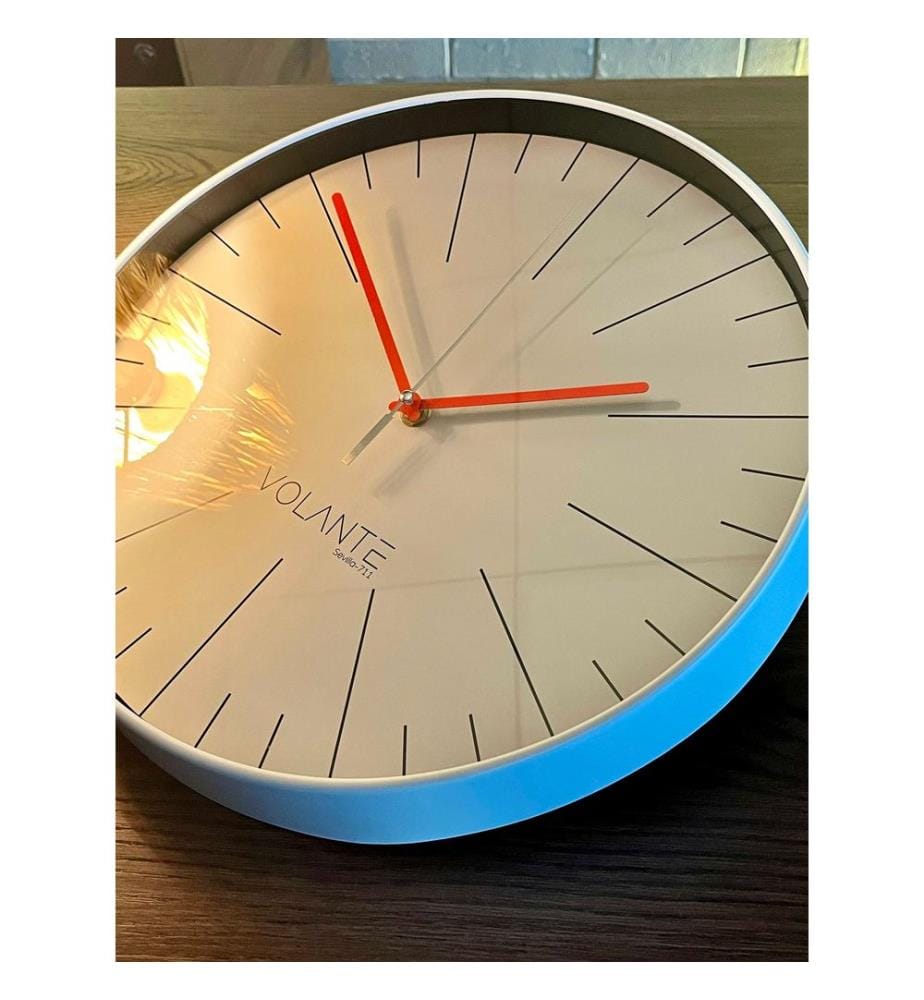Decorative Wall Clock, White, Red, 100% PLASTIC