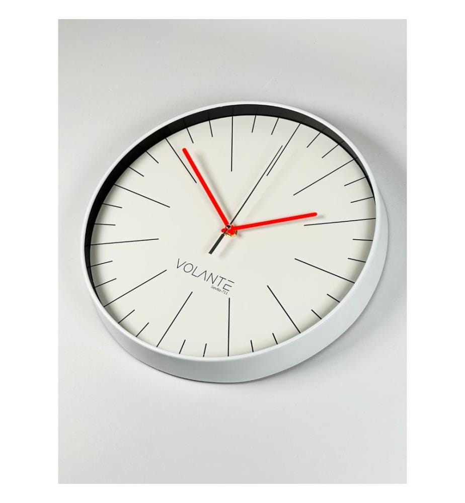 Decorative Wall Clock, White, Red, 100% PLASTIC