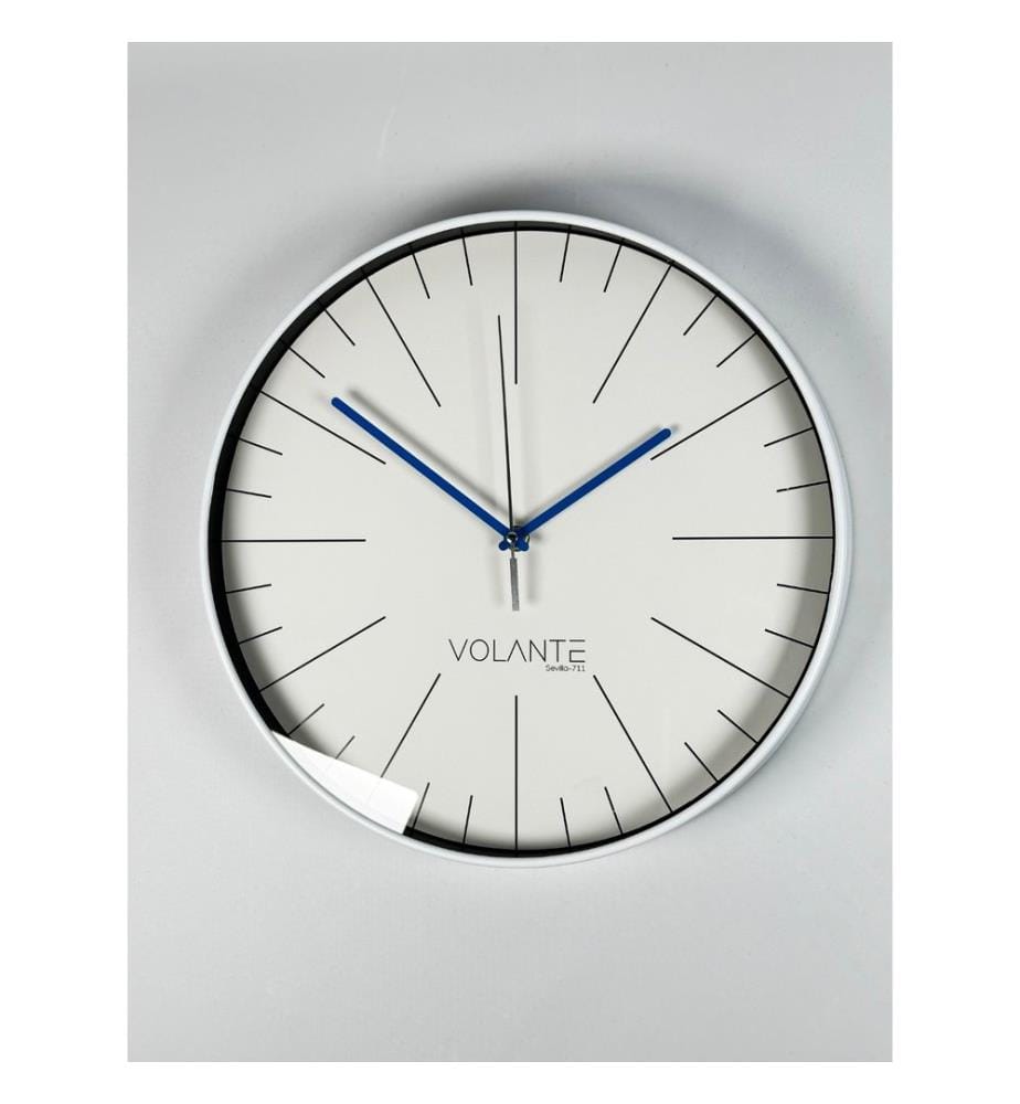 Decorative Wall Clock, White, Blue, 100% PLASTIC