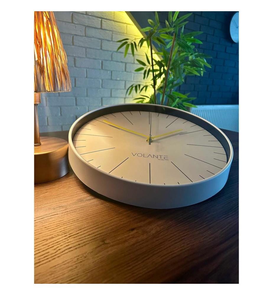 Decorative Wall Clock, White, Yellow, 100% PLASTIC