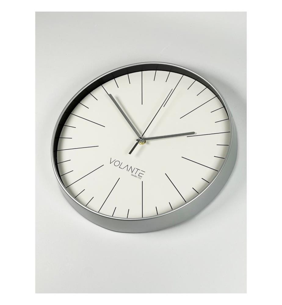 Decorative Wall Clock, Silver, 100% PLASTIC