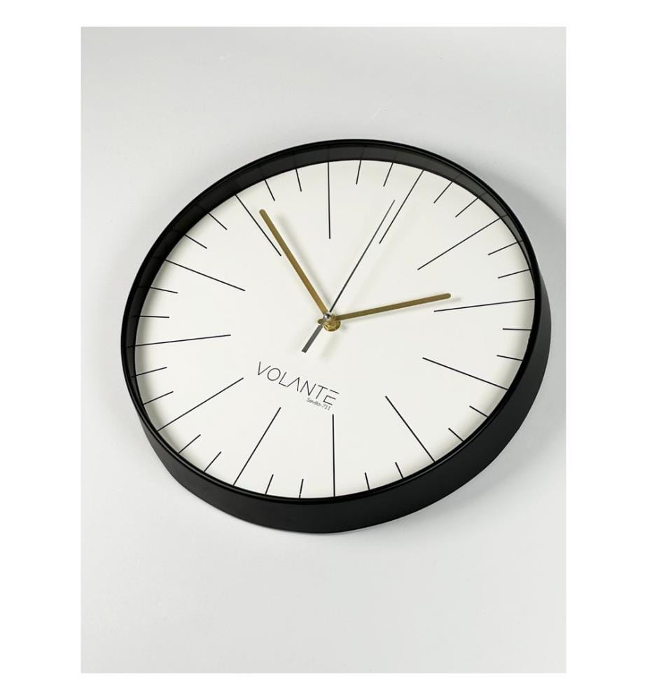 Decorative Wall Clock, Black, Gold, 100% PLASTIC