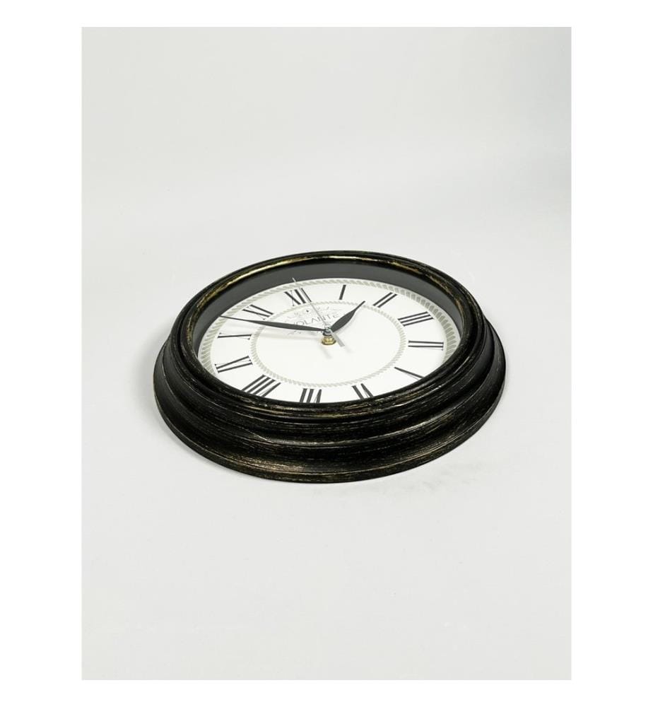 Decorative Wall Clock, Gold, Black, 100% PLASTIC