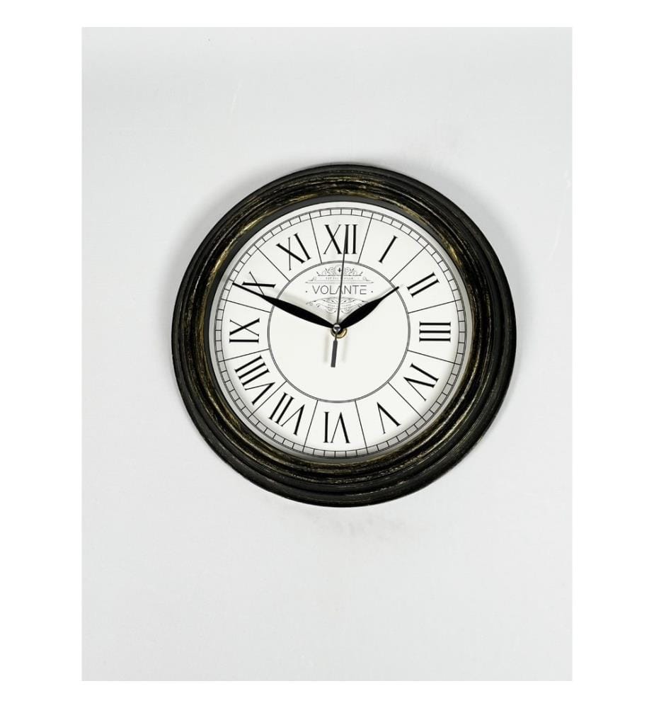 Decorative Wall Clock, Gold, Black, 100% PLASTIC